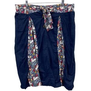 Women's Unicorn Pleated Skirt Midi Home Made Front Tie Size L/XL ?